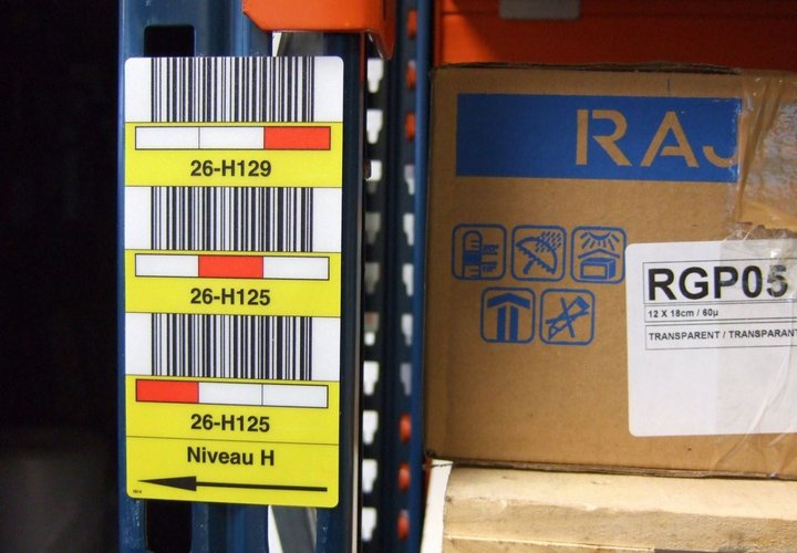 inotec Barcode Etikett Regaldurchfahrten