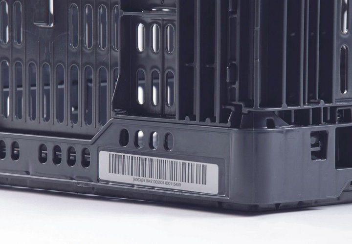 inotec Photo of Inmould Barcode Etikett Behälter schwarz